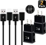 Charger for Samsung Galaxy S9, Swadaws 2 Pack Adaptive Fast Wall Android Cell Phone Tablet Charger Station Adapter with USB Type C Cable Compatible Samsung Galaxy S21 S20 S10 S8 Plus/Note 8 9 (Black)