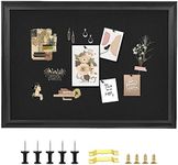 YCCYYCCY Bulletin Board with Felt, Black Wood Framed Display Bulletin Board for Walls with Pins, Eye Bolts, gaskets, Screws, Pin Board for Office, School and Home(MZB-BK,6090,1P)