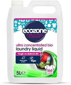 Ecozone Ultra Concentrated Biological Laundry Liquid, Bio Detergent, Washing Machine Powerful Clothing Stain Removal & Cleaning, Natural Vegan, Non Toxic, Eco Friendly, Gentle on Skin, 166 washes (5L)