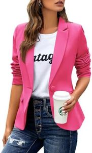 Womens Casual Blazers Long Sleeve Lapel Button Slim Work Office Blazer Jacket(Rose Pink,Small)