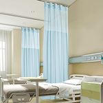 Fcosie Room Divider Privacy Cubicle Curtain Hospital Curtain with Flat Hooks for Hospital Clinic Medical Basement Space Divider Curtains - Hooks Included - 1 Panel - 8ft Wide x 8.5ft Long - Light Blue