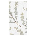 Caspari Berry Branches Paper Guest Towel Napkins in White & Silver - 15 Per Package