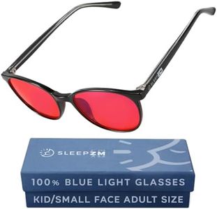 Sleep ZM 100% Blue + Green Light Blocking Glasses for Kids + Small Face Women + Men - Better Sleep + Anti Eye Strain Protection - Computer Screens & Gaming - Wayfarer - 100% Night-timeMax Red Lens