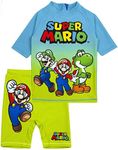 Super Mario Swimsuit Boys UV50 Sun Safe Two Piece Top & Shorts Swimming Costume 9-10 Years