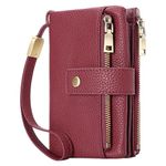 SENDEFN Medium Purses for Women, Trifold Ladies Leather Purse, RFID Blocking Wallet for Women with Multi Card Slots, Double Zipper Coin Pocket and Wrist Strap