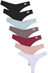 FINETOO 7 Pack Womens Thongs Underwear Cotton Breathable Low Rise Hipster Panties Sexy S-XL, 7pack Thongs, Small