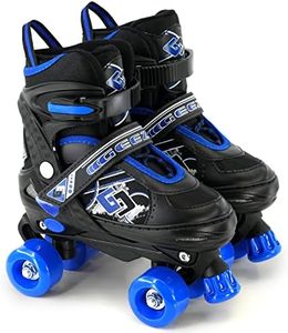 Kids Adjustable Quad Roller Skates, Blue Roller Skates For Boys And Girls, 4 Wheel Skates Adjustable Sizes, Blue Colour (Medium/UK 2-4; EU 34-37/)