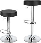 CSS Furniture -Bar Stools Set of 2 Modern PU Leather, Swivel Barstools with Footrest and Backless Round, Counter Height Adjustable Modern Counter stools for Kitchen, Black