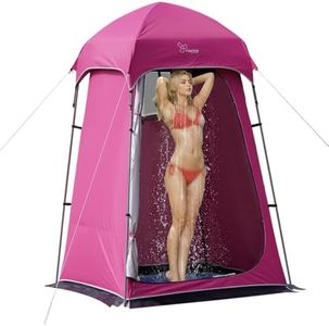 Vidalido Outdoor Camping Shower Tent Easy Setup Changing Room Portable Camp Shower Tents for Camping with Floor, Waterproof Privacy Shelters Toilet Tent (Pink)