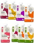 Serenity Kids 6+ Months Protein Sampler Baby Food Pouches Bundle | Beef, Bison, Chicken, Turkey, Salmon (20 Count)