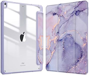 Fintie Hybrid Slim Case for iPad Air 3rd Generation 10.5" 2019 / iPad Pro 10.5 Inch 2017 - [Built-in Pencil Holder] Shockproof Cover with Clear Transparent Back Shell, Lilac Marble