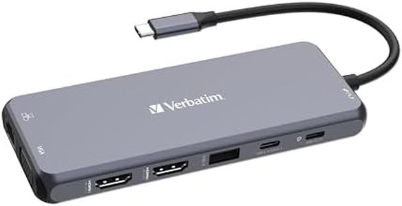 Verbatim USB C Hub 14-in-1 Multiport Adapter USB-C to HDMI, VGA, RJ45, USBA-A and USB-C PD, with SD Card Reader, for Mac, MacBook Pro/Air, iPad Pro, Thinkpad, Windows Computer, Laptop and Co