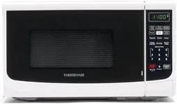 Farberware 0.7 Cu. Ft. Countertop Microwave Oven – 700 Watts Power, Auto Cook Settings, Defrost, Easy Clean and Child Safety Lock - White