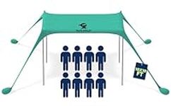SUN NINJA Pop Up Beach Tent Sun Shelter UPF50+ with Sand Shovel, Ground Pegs and Stability Poles, Outdoor Shade for Camping Trips, Fishing, Backyard Fun or Picnics (10x10 FT 4 Pole, Green)