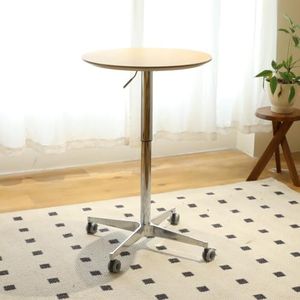 Bar Table, Height-Adjustable Round Pub Table, Cocktail Table with Movable Base, Modern Style,Suitable for Home, Kitchen Island, Bar Counter (Natural Wood, Bar Table)
