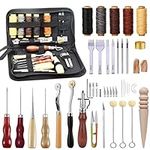 Leather Tools for Leather Working Professional,Leather Working Tools for Beginners,Leather Tools with Waxed Thread Stitching Groover Awl,Leather Sewing Kit and Leather Crafting Kit for Adults Gifts