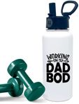 Workin on My Dad Bod 32 oz Water Bottle - Funny Dad Insulated Travel Thermos Tumbler for Fathers Day, Dad Birthday Gift, Christmas Presents for Dad, Father, Gifts from Daughter, Son, Kids, Wife