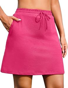 COOrun Athletic Skirts for Women Knee Length Tennis Skorts Quick-Dry Sports Skirts Stretchy Active Skorts with Pockets(Reds)