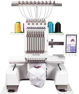 Ricoma EM-1010 Multi Needle Embroidery Machine with 10 Needles, Hoop and Cap Attachments, and Chroma Digitizing Software