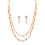 Sri Jagdamba Pearls Dealer 2 Line Pink Oval Pearl Set for Women | Necklace to Gift Women & Girls| With Certificate of Authenticity AA Quality