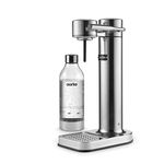 aarke Carbonator II Water Carbonator, Stainless Steel Casing, Soda Water Carbonator, Including Polyethylene Terephthalate (PET) Bottle, Compatible with CO2 Sodastream Cylinders Silver