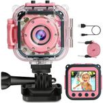 PROGRACE Kids Camera Waterproof Gift Toy - Children Digital Video Camera Underwater Camera for Kids 1080P Camcorder DV Toddler Camera for Girls Birthday Learn Camera Pool Toys Age 3-14