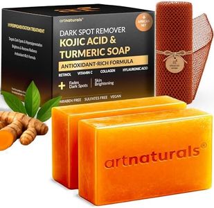 Kojic Acid Soap + African Net Sponge (2 pack X 142g Turmeric bars) Dark spot remover & Scars - Original Japanese Complex Vitamin C, Hyaluronic Acid, retinol, shea butter (Citrus)
