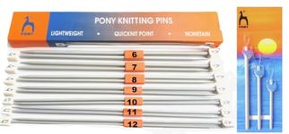 Artonezt Pony Lightweight Single Point Knob Aluminium Knitting Pins/Knitting Needles (Grey, Size No. 6 to 12, Length 25cm) Along with Wool Sewing Needles (Set of 3))