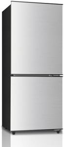 Saeoola Mini Fridge with Freezer on Bottom, 4.0 Cu.Ft, 2 Doors Compact Small Refrigerator with Bottom Freezer for Apartment, Dorm, Office, 7-Level Temperature Control, Removable Shelves (Sliver)