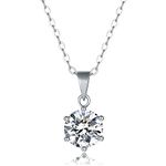 Mejewri Moissanite Pendant Necklace for Women Sterling Silver Necklace with D Color VVS1 Clarity White Gold Plated 2ct