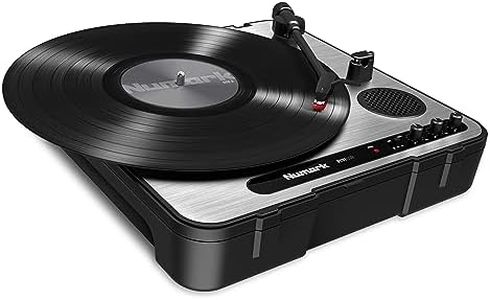 Numark PT01USB - Portable Vinyl Record Player, USB Turntable With Built In Speaker, Power via Battery or AC Adapter, Three Speed RPM Selection for Hi-Fi, Outdoors listening, DJ, Recording