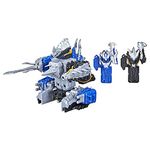 Hasbro Power Rangers Dino Fury Blue Tricera Blade and Black Stego Spike Zord Toys for Kids Ages 4 and Up Zord Link Mix-and-Match Custom Build System, F1400