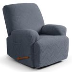 Ruaozz Recliner Sofa Covers Recliner Chair Covers Recliner Covers for Reclining Chair with Pockets Washable Furniture Protector with Elastic Bottom (1 Seater, Grey)
