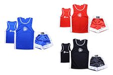 PRIME SPORTS Kids Boxing Set TOP & Shorts 2 PCS Set Satin Fabric Blue for 05-06 Years (Red, 7-8 Years)