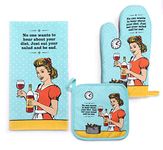 Funny Oven Mitt, Potholder, and Tea Towel Set - Perfect Housewarming Gift