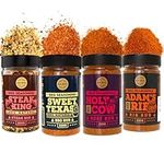 Meat Lovers Selection of Premium BBQ Seasonings - Holy Cow, Sweet Texas, Steak King & Adam's Ribs BBQ Rubs | Pack of 4 | 100% Natural | Spice Gift For Foodie