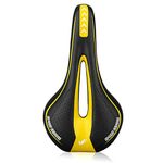 Evanc Bike Seat Men Woman, Mountain Bicycle Saddle Padded Gel Comfort Road Exercise Bikes Cushion Waterproof Shock Absorbing Pain Relief Breathable (Yellow)