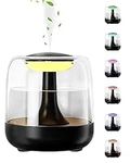 Portable Mini Humidifier for Bedroom, 650ml Small USB Cool Mist Humidifier with Colorful LED Night Light, Personal Desktop Humidifier for Office, Travel, Plants, 2 Mist Modes, Super Quiet， Black