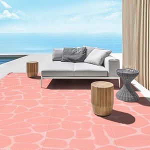 Boulder Bee Outdoor Rugs, 2.7M x 3.6M Plastic Straw Rug, Waterproof Outdoor Camping Rugs, Quick Drying Picnic Rug, Sand Free Reversible Beach Mats (Pink)