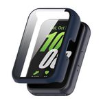 VEMIGON Hard PC Protective Case Compatible with Samsung Galaxy Fit 3 Smart Watch, Matte Slim Guard Bumper Cover with Built-in HD Full Coverage Screen Protector - Midnight Blue