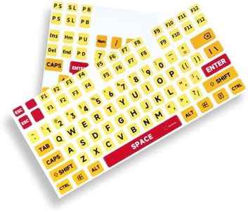 BLEWAY Large Print Computer Keyboard Sticker, High Contrast Keyboard Sticker with Oversized Print Letters for Visually Impaired Low Vision Individuals (Yellow+Black), Extra Large Symbols