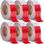 DOT-C2 Reflective Tape 2 in X 100 FT, 6 Roll Multi Pack Safety Tape Bulk, Red White Waterproof Self Adhesive Trailer Tape Outdoor Safety Caution Reflector Conspuicy Tape for Vehicles Boats Signs