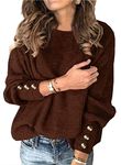 LEIYEE Womens Sweaters Brown 2024 Fall Winter Fashion Trendy Pullover Crew Neck Plus Size Batwing Long Sleeve Knit Tops Shirts Clothes 2XL XXL