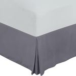 Utopia Bedding Valance Sheet Double - Soft Brushed Polyester-Microfibre - Pleated - Fits Under the Mattress & Down to the Floor - Base Bed Skirt (Grey)