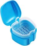 Denture Case Denture Bath Box Case Dental Orthodontic Retainer False Teeth Storage Case Box with Strainer denture cups for soaking dentures (Blue)