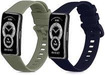 kwmobile Straps Compatible with Huawei Band 9 / Band 8 Straps - 2x Replacement Silicone Watch Bands - Dark Blue/Pastel Green