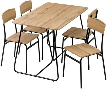 Baroni Home Set Tavolo Quadrato da Pranzo con 4 Sedie, Design Moderno, Leggero, per Interni ed Esterni, Sala da Pranzo, Ristorante, In MDF e Acciaio, Montaggio Facile, Nero Effetto Rovere