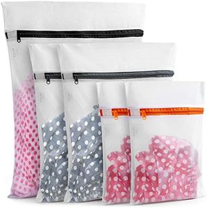 Zulay Home 5 Pack Mesh Laundry Bags for Delicates - Reusable Mesh Laundry Bags for Washing Machine - Laundry Bags Mesh Wash Bags For Underwear, Lingerie Stockings, Socks (1 Large, 2 Medium, 2 Small)