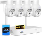 Hiseeu 5MP Wireless PTZ Security Camera System, Indoor Outdoor IP66 Waterproof WiFi Camera, 4K 10CH NVR, 2-Way Audio, Motion Detection Alarm, 24/7 Surveillance, 1TB Hard Drive (Plug-in Power Supply)