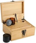 Rolling Tray Storage Box - Large Storage Box has Deep Sections and a Pocket Lid to Store Accessories - Storage Box Kit includes 2 Jars and 1 Brush